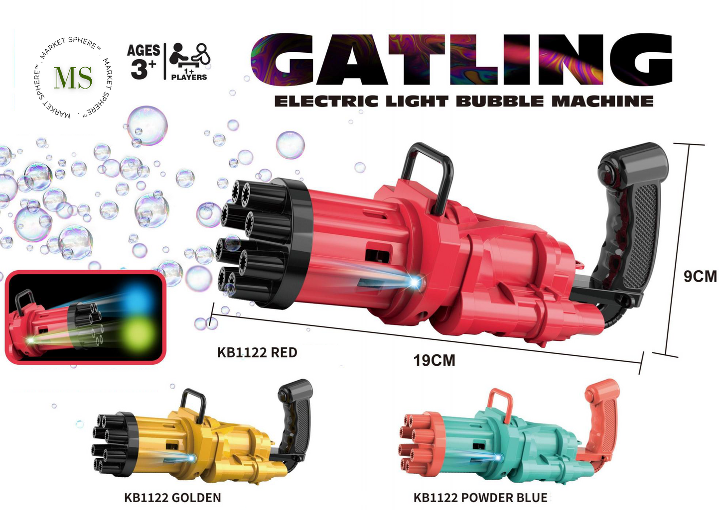 KB1122 Bubble Gatling Machine 8 Holes Lamplight