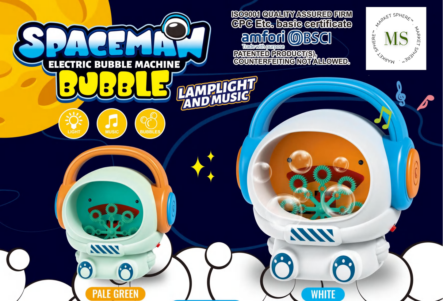 KB1279 Space Bubble Machine with Lights & Music