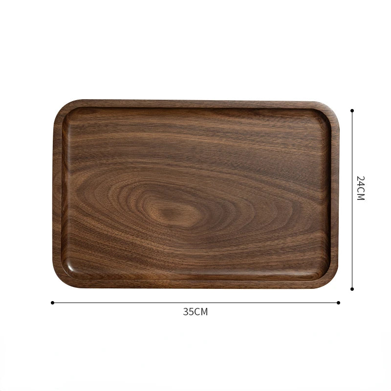 Natural Walnut Tray Home Wooden Tea Tray Japanese Home Decoration Storage Tray Dining Room Coffee Dessert Plate