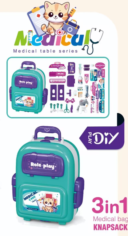 T2157-9 Medical Backpack Play Set with Plush Cat