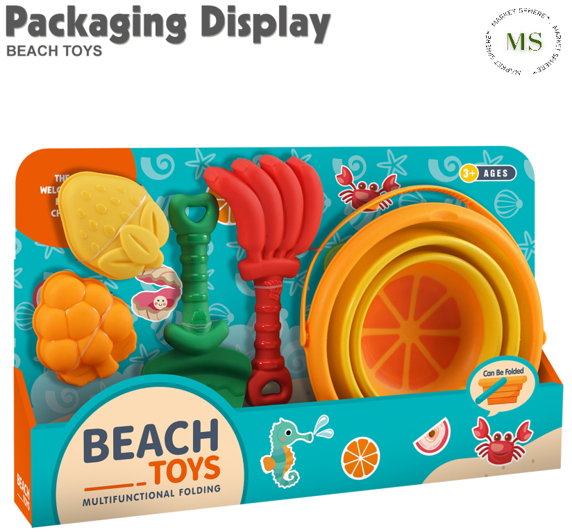 TS0551431 Folding Beach Bucket Fruits Orange 5 pcs