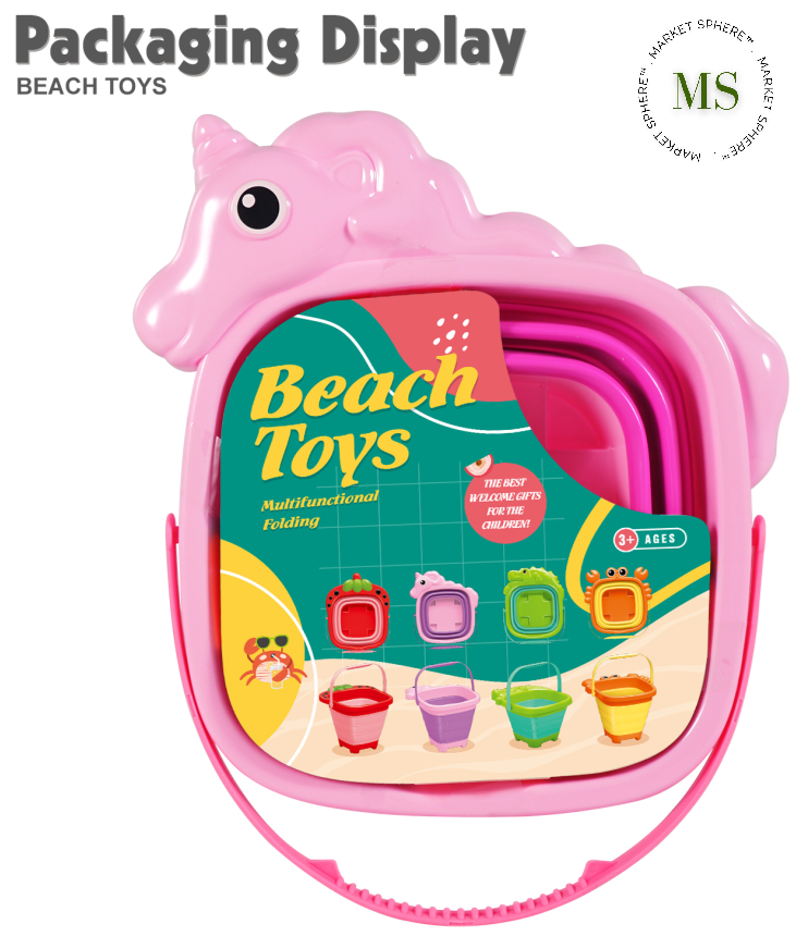 TS0601085 Folding Beach Bucket Toy Set Unicorn
