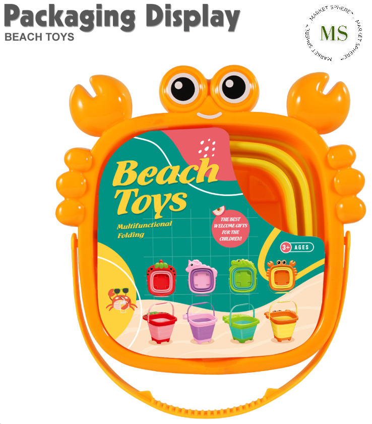 TS0601086 Folding Beach Bucket Toy Set