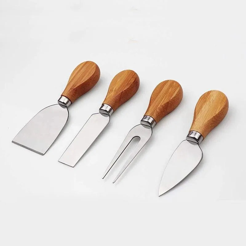 Premium Bamboo Cheese Board Set with 5 Cheese Knives, Cutter, Fork, Shovel and Cutting Tools - Perfect for Kitchen&nbsp;and Entertaining