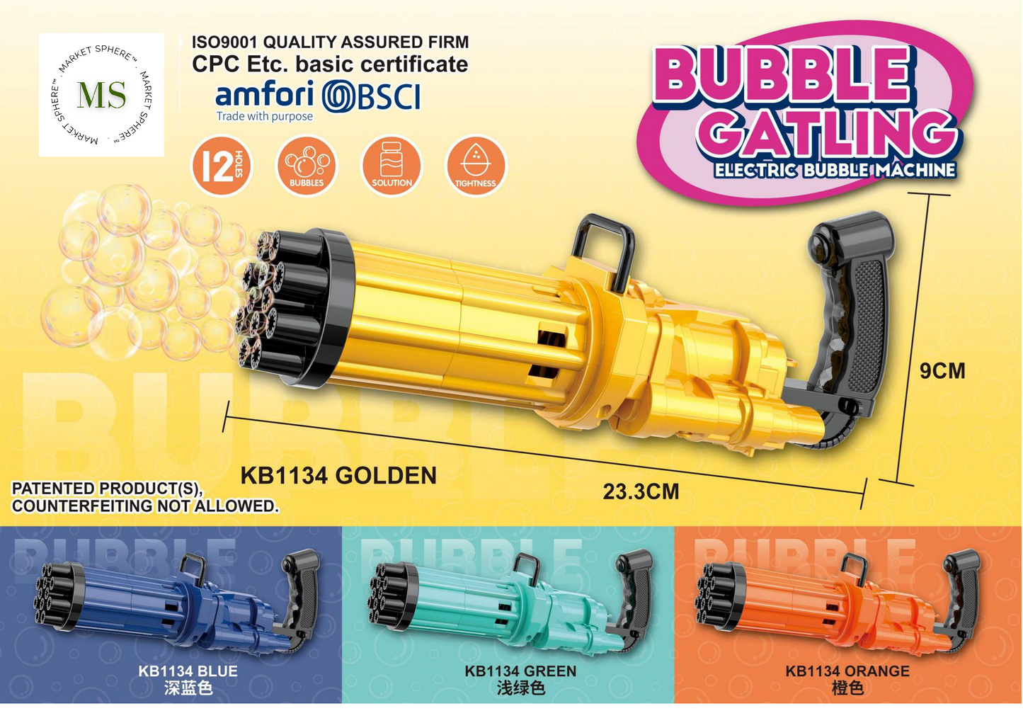 KB1134 Bubble Mini Gatling Machine 12 Holes
