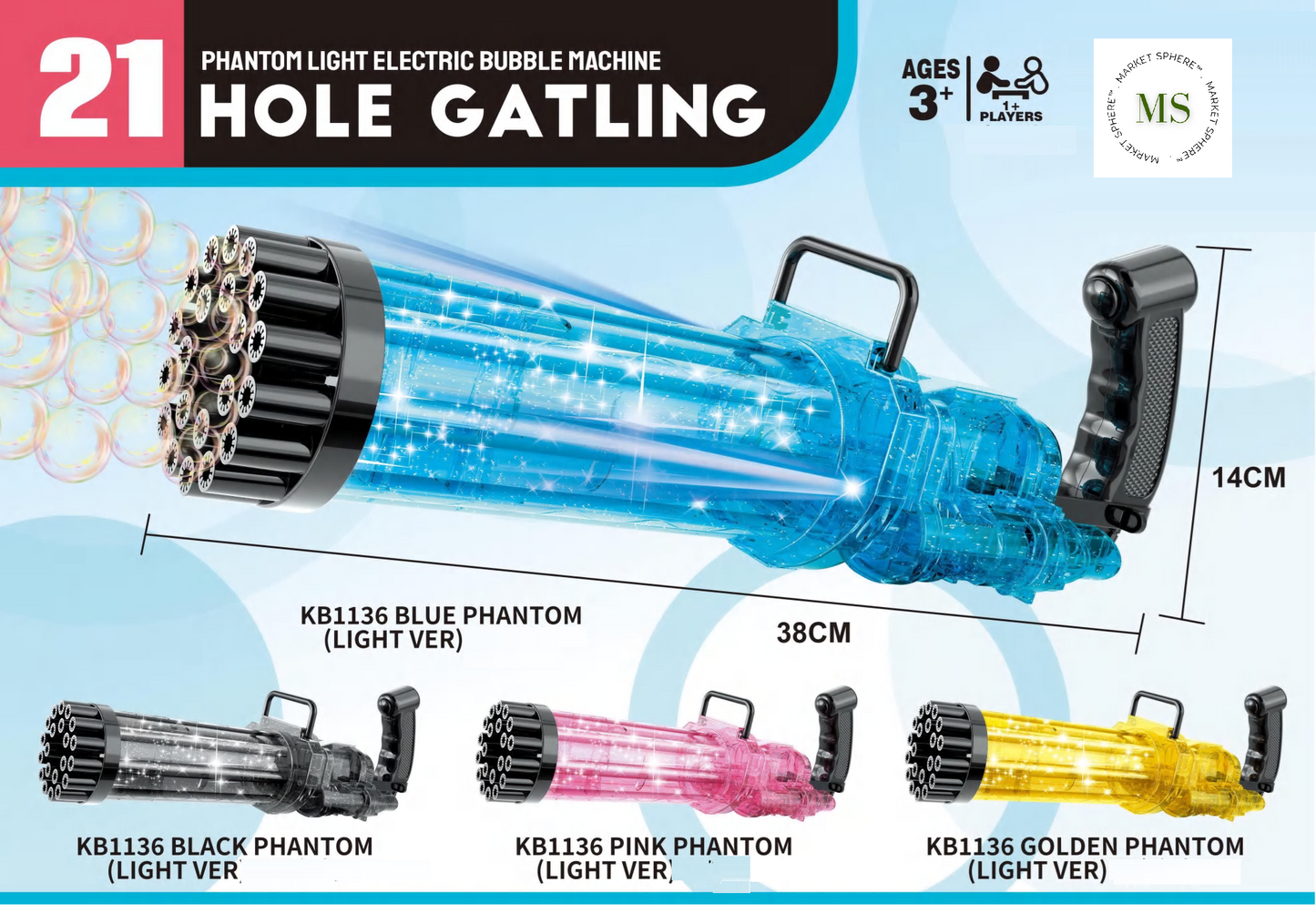 KB1136 Phantom Light Bubble Machine 21 Holes
