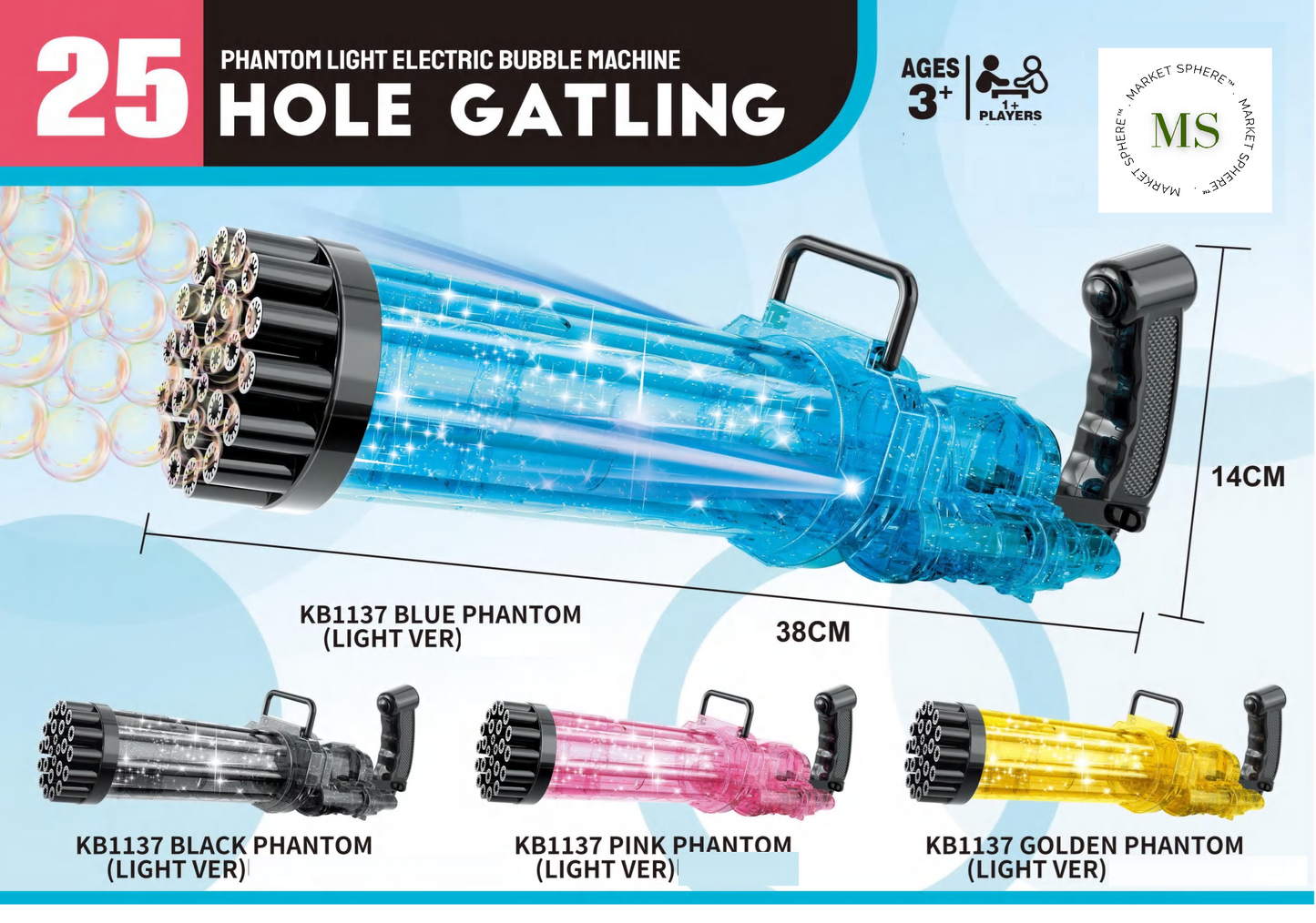 KB1137 Phantom Light Bubble Machine 25 Holes