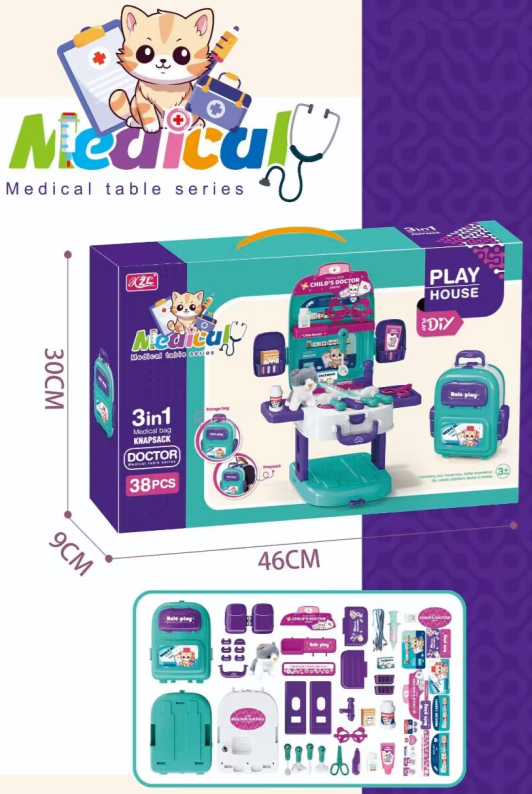 T2157-10 Medical Backpack Play Set with Plush Cat