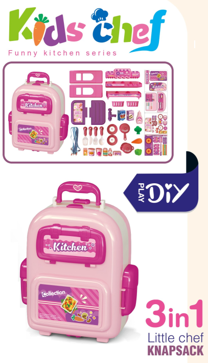 T2157-3 /3-in-1 Kitchen Backpack Play Set With Light & Music