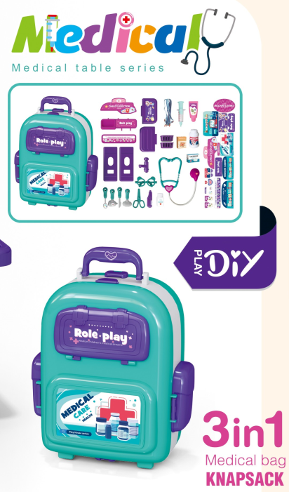 T2158-1 /3-in-1 Medical Backpack Play Set (Light & Music)