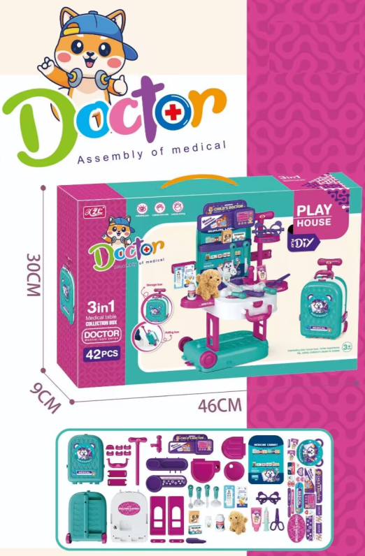 T2158-6 Medical Luggage Play Set with Plush Dog