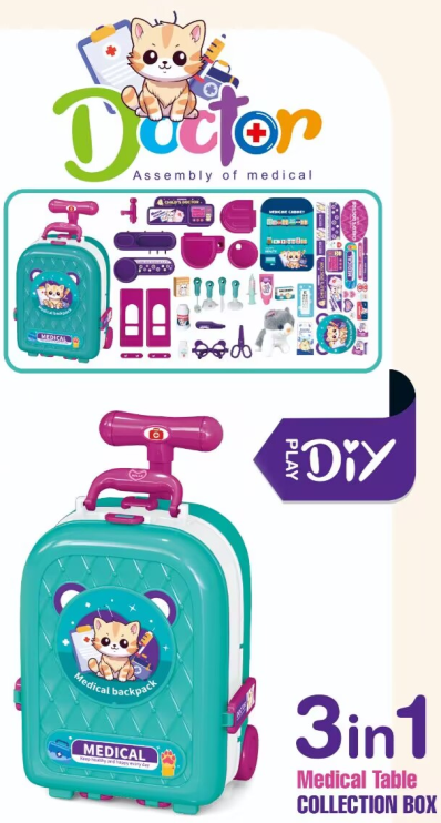 T2158-7 Medical Luggage Play Set with Plush Cat