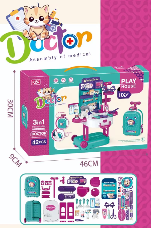 T2158-8 Medical Luggage Play Set with Plush Cat