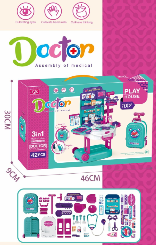 T2158-D /3-in-1 Medical Suitcase Play Set