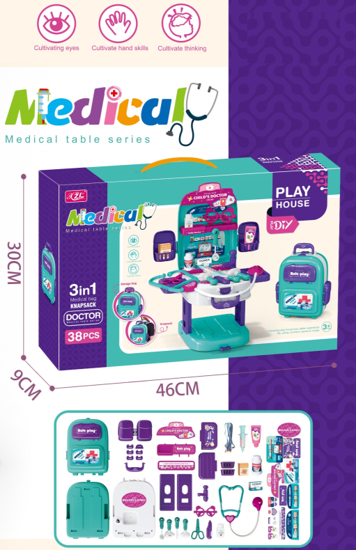 T2158-C /3-in-1 Medical Backpack Play Set