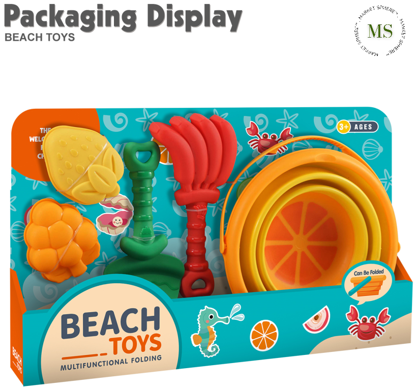 TS0551430 Folding Beach Bucket Fruit Toy 7 pcs