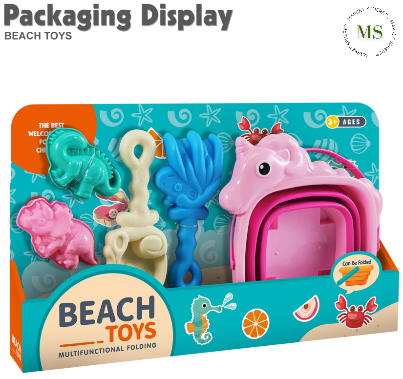 TS0572474 Folding Beach Bucket Unicorn 5 pcs