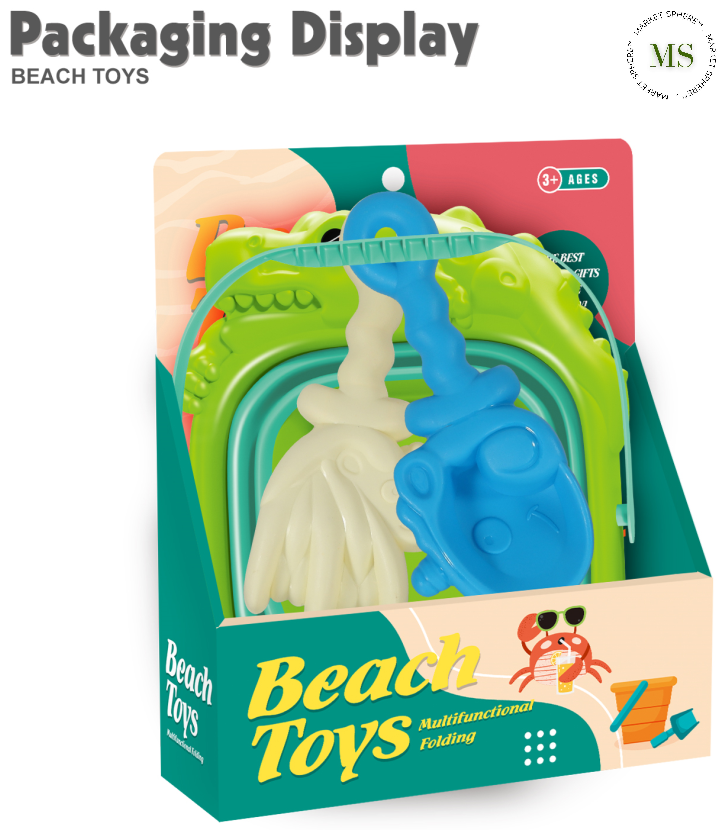 TS0588900 Folding Beach Bucket Toy Set Cocodrile