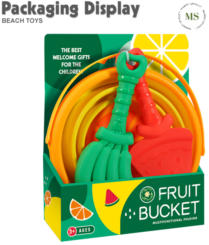 TS0601083 Folding Beach Bucket Toy Set Fruits