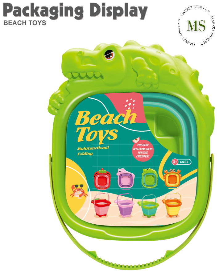 TS0604020 Folding Beach Bucket Toy Set Cocodrile